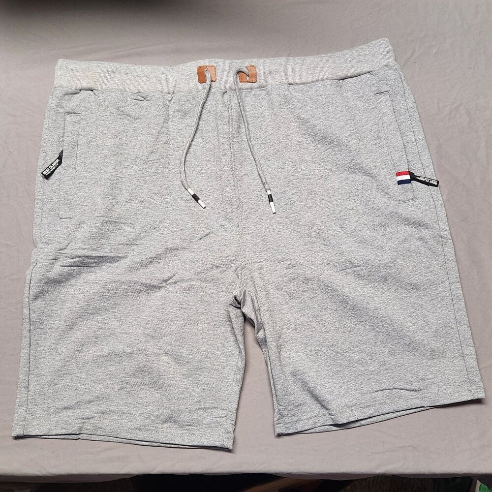 Mens Casual Shorts Drawstring Zipper Pockets Elastic Waist Big and Tall Gray 4XL